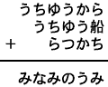 うちゆうから＋うちゆう船＋らつかち＝みなみのうみ