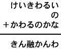 けいきわるい＋の＋かわるのかな＝きん融かんわ