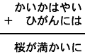 かいかはやい＋ひがんには＝桜が満かいに