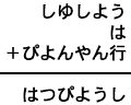 しゆしよう＋は＋ぴよんやん行＝はつぴようし