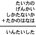 たい力の＋げんかい＋しかたないか＋たかのはなは＝いんたいした