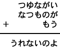 つゆながい＋なつものが＋もう＝うれないのよ