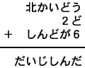 北かいどう＋２ど＋しんどが６＝だいじしんだ