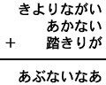 きよりながい＋あかない＋踏きりが＝あぶないなあ