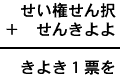 せい権せん択＋せんきよよ＝きよき１票を