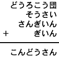 どうろこう団＋そうさい＋さんぎいん＋ぎいん＝こんどうさん