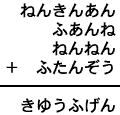 ねんきんあん＋ふあんね＋ねんねん＋ふたんぞう＝きゆうふげん