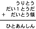 うりとう＋だい１とうだ＋だいとう領＝ひとあんしん