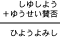 しゆしよう+ゆうせい賛否=ひようよみし