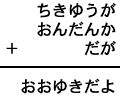 ちきゆうが＋おんだんか＋だが＝おおゆきだよ