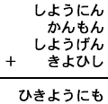 しようにん＋かんもん＋しようげん＋きよひし＝ひきようにも