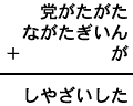 党がたがた＋ながたぎいん＋が＝しやざいした