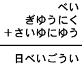 べい＋ぎゆうにく＋さいゆにゆう＝日べいごうい