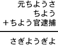 元ちようさ＋ちよう＋ちよう官逮捕＝さぎようぎよ