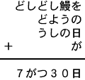 どしどし鰻を＋どようの＋うしの日＋が＝７がつ３０日