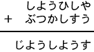 しようひしや+ぶつかしすう=じようしようす