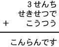3せんち+せきせつで+こうつう=こんらんです