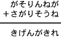 がそりんねが＋さがりそうね＝きげんがきれ