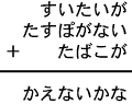 すいたいが+たすぽがない+たばこが=かえないかな