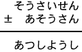 そうさいせん±あそうさん＝あつしようし