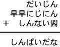 だいじん＋早早にじにん＋しんない閣＝しんぱいだな