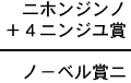 ニホンジンノ+4ニンジユ賞=ノ−ベル賞ニ