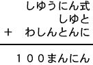 しゆうにん式＋しゆと＋わしんとんに＝１００まんにん