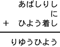 あばしりし＋に＋ひよう着し＝りゆうひよう