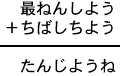 最ねんしよう＋ちばしちよう＝たんじようね