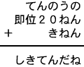 てんのうの＋即位２０ねん＋きねん＝しきてんだね