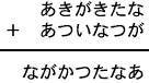 あきがきたな＋あついなつが＝ながかつたなあ