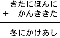 きたにほんに＋かんききた＝冬にかけあし