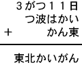 ３がつ１１日＋つ波はかい＋かん東＝東北かいがん