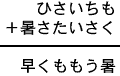 ひさいちも＋暑さたいさく＝早くももう暑