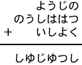 ようじの+のうしははつ+いしよく=しゆじゆつし