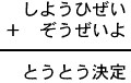 しようひぜい+ぞうぜいよ=とうとう決定