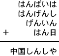 はんばいは＋はんげんし＋げんいん＋はん日＝中国しんしや