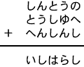 しんとうの＋とうしゆへ＋へんしんし＝いしはらし