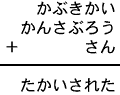 かぶきかい＋かんさぶろう＋さん＝たかいされた