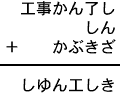 工事かん了し＋しん＋かぶきざ＝しゆん工しき