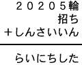 ２０２０５輪＋招ち＋しんさいいん＝らいにちした