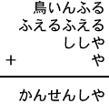 鳥いんふる＋ふえるふえる＋ししや＋や＝かんせんしや