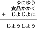 ゆにゆう＋食品かかく＋じよじよに＝じようしよう