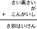 さい高さい＋が＋こんがいし＝さ別はいけん