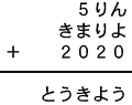 ５りん＋きまりよ＋２０２０＝とうきよう