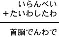 いらんべい＋たいわしたわ＝首脳でんわで