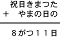 祝日きまつた+やまの日の=8がつ11日