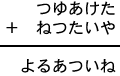 つゆあけた+ねつたいや=よるあついね