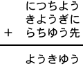 につちよう+きようぎに+らちゆう先=ようきゆう