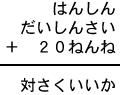 はんしん＋だいしんさい＋２０ねんね＝対さくいいか